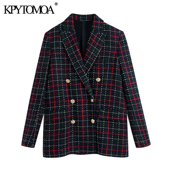 women fashion with metal button tweed check blazer coat vintage long sleeve pockets female outerwear chic veste 210416, White;black
women fashion with metal button tweed check blazer coat vintage long sleeve pockets female outerwear chic veste 210416, White;black