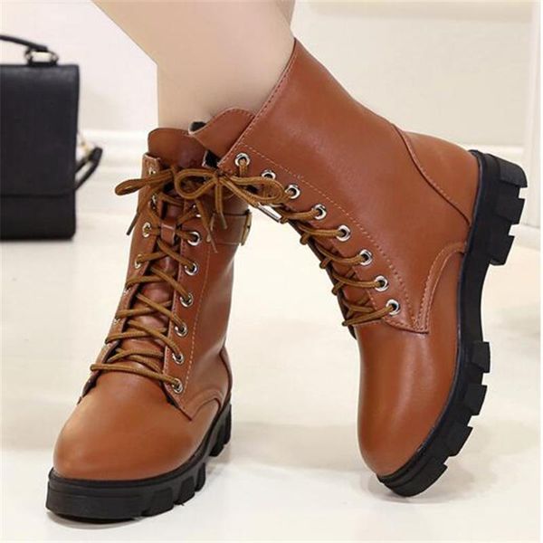 boots 2021 autumn winter warm lace up buckle military combat ankle for women shoes black brown chunky heel biker booties 35-39
boots 2021 autumn winter warm lace up buckle military combat ankle for women shoes black brown chunky heel biker booties 35-39