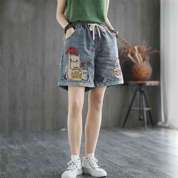 arrival summer women loose casual elastic waist patchwork straight-leg pants embroidery cotton denim short jeans a224 210708, Blue
arrival summer women loose casual elastic waist patchwork straight-leg pants embroidery cotton denim short jeans a224 210708, Blue