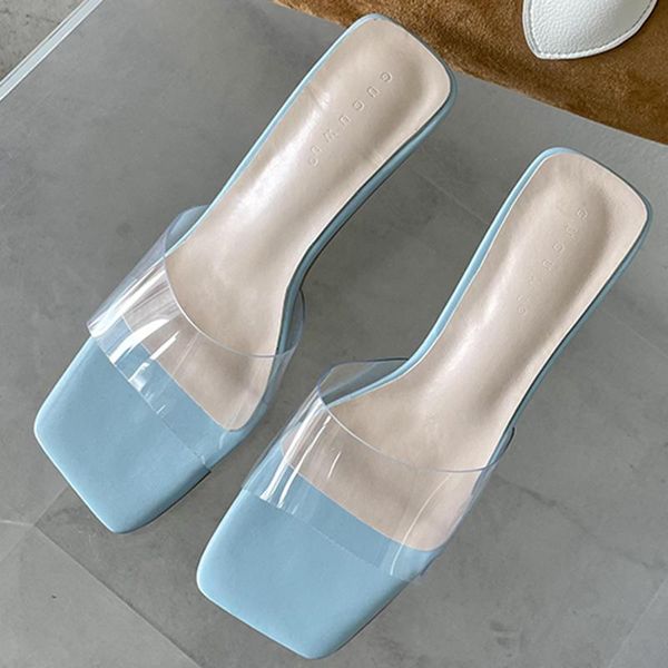 summer luxury women blue white low heels prom slides fashion transparent open square toe clear high slippers shoes, Black
summer luxury women blue white low heels prom slides fashion transparent open square toe clear high slippers shoes, Black