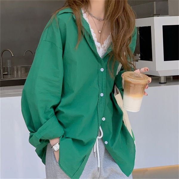 women's blouses & shirts green new stylish femme loose minimalist office lady brief solid casual oversize yuqu, White
women's blouses & shirts green new stylish femme loose minimalist office lady brief solid casual oversize yuqu, White