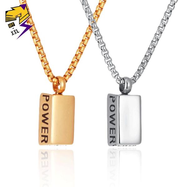 pendant necklaces hiphop/rock cube bar necklace letter power bullion for male gold color stainless steel chains women, Silver
pendant necklaces hiphop/rock cube bar necklace letter power bullion for male gold color stainless steel chains women, Silver