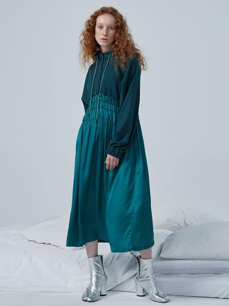 casual dresses 20ss collection long hooded dress women, Black;gray