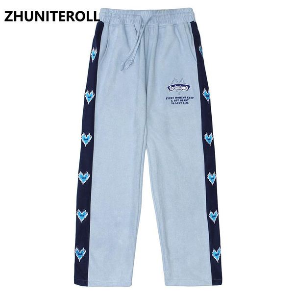 men's pants harajuku blue flame embroidery men vintage patchwork hip hop sweatpants fashion baggy joggers streetwear trousers, Black
men's pants harajuku blue flame embroidery men vintage patchwork hip hop sweatpants fashion baggy joggers streetwear trousers, Black