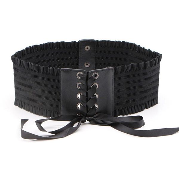 belts 2021 gothic wommen cummerbund black ribbon lace-up elastic leather patchwork ruffle wide fashion slim goth accessories, Black;brown
belts 2021 gothic wommen cummerbund black ribbon lace-up elastic leather patchwork ruffle wide fashion slim goth accessories, Black;brown