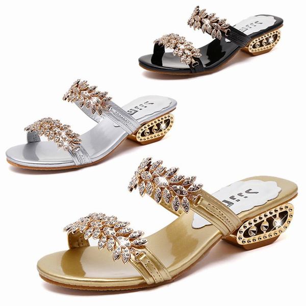 slippers 2021 women's fashion rhinestone sequined roman slides mid-heel open toe breathable outdoor wear mature women daily, Black
slippers 2021 women's fashion rhinestone sequined roman slides mid-heel open toe breathable outdoor wear mature women daily, Black