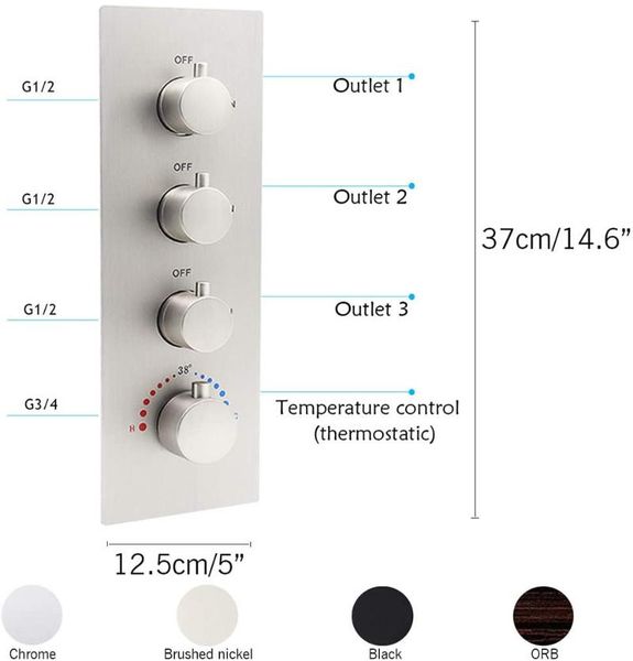 luxury brass 3-outlet shower water mixer diverter thermostatic valve brushed nickel with 4 handles bathroom sets
luxury brass 3-outlet shower water mixer diverter thermostatic valve brushed nickel with 4 handles bathroom sets