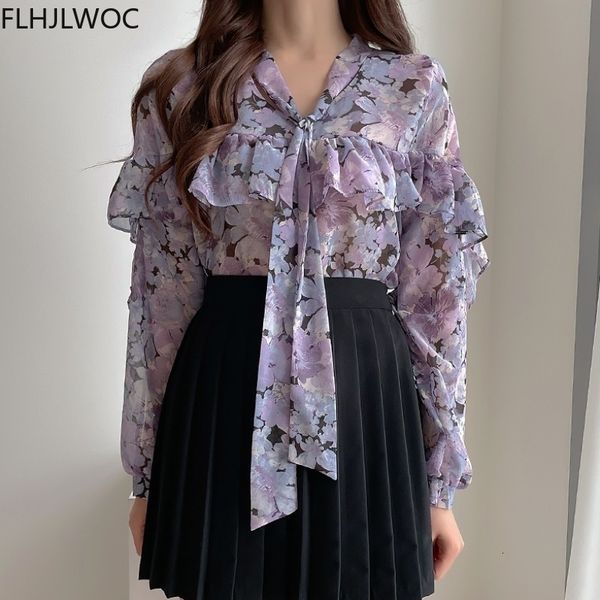 women's knits & tees chic blusas fashion flhjlwoc design women chiffon floral printing bow tie ruffled blouses owtb, White
women's knits & tees chic blusas fashion flhjlwoc design women chiffon floral printing bow tie ruffled blouses owtb, White
