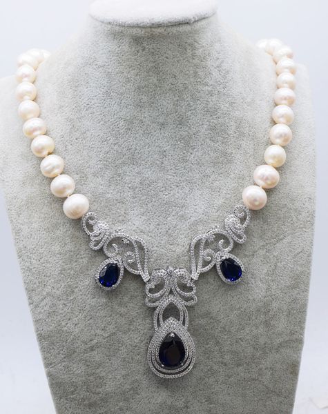 necklaces freshwater pearl white near round 10-11mm +blue zircon pendant necklace 47cm wholesale for women xmas gift, Silver
necklaces freshwater pearl white near round 10-11mm +blue zircon pendant necklace 47cm wholesale for women xmas gift, Silver