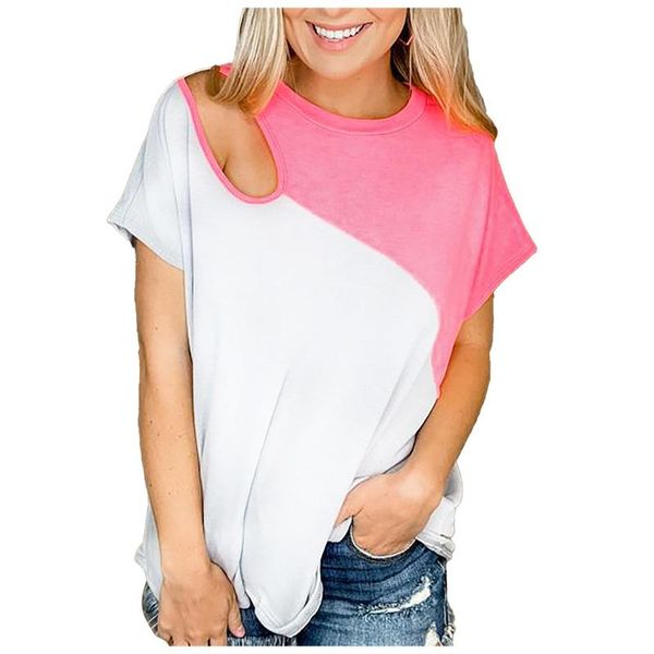 women's blouses & shirts summer for female 2021 fashion clothes casual single shoulder hollow color blocking round neck blusas, White
women's blouses & shirts summer for female 2021 fashion clothes casual single shoulder hollow color blocking round neck blusas, White