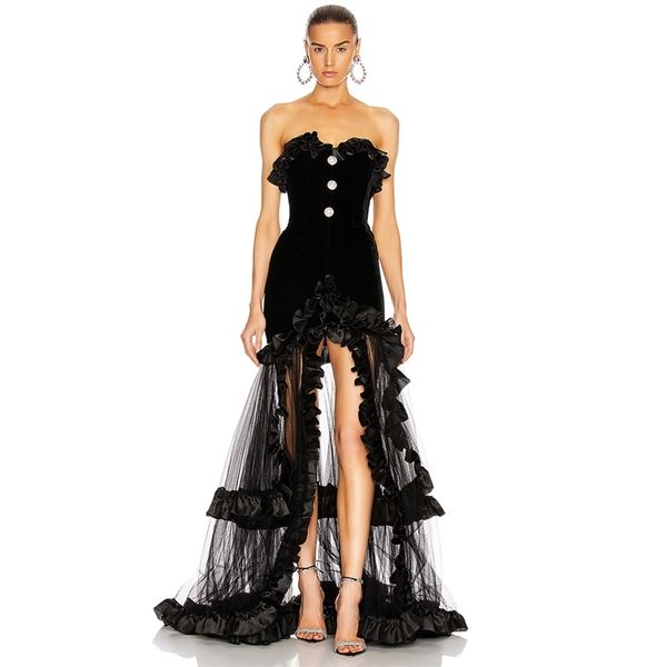 summer women strapless lace bandage maxi dress sleeveless ruffles club celebrity evening runway party 210507, Black;gray
summer women strapless lace bandage maxi dress sleeveless ruffles club celebrity evening runway party 210507, Black;gray