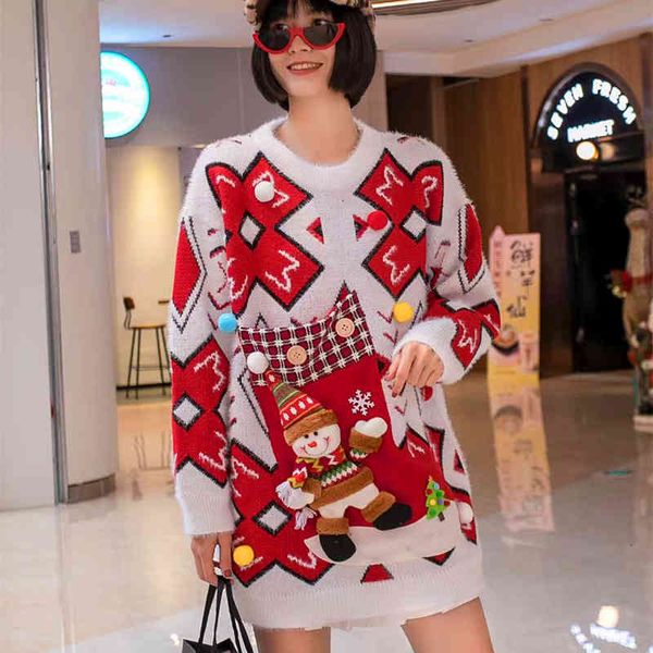ugly christmas and soft thick winter womanly wax big pocket heavy industry mending sweater, White;black
ugly christmas and soft thick winter womanly wax big pocket heavy industry mending sweater, White;black