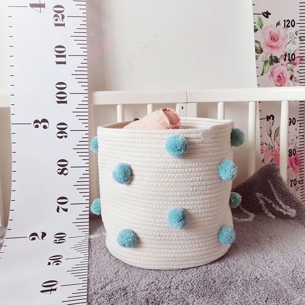 nordic cotton rope knitted pom decoration laundry basket toy storage bucket for home fq-ing & organization
nordic cotton rope knitted pom decoration laundry basket toy storage bucket for home fq-ing & organization