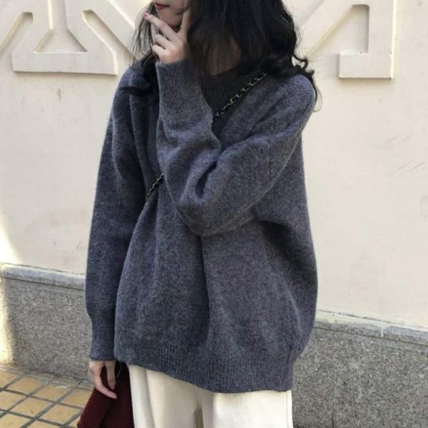 women's sweaters 2021 lazy loose sweater autumn and winter korean long-sleeved round neck solid color pullover wm*, White;black
women's sweaters 2021 lazy loose sweater autumn and winter korean long-sleeved round neck solid color pullover wm*, White;black