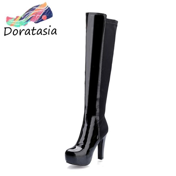 boots doratasia brand women solid high heels party platform shoes stylish quality round toe mid calf, Black
boots doratasia brand women solid high heels party platform shoes stylish quality round toe mid calf, Black