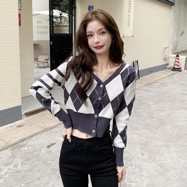 women's knits & tees plaid cardigan crop knitted spring autumn vintage style v-neck chic long sleeve sweaters woman clothing fashion, White
women's knits & tees plaid cardigan crop knitted spring autumn vintage style v-neck chic long sleeve sweaters woman clothing fashion, White