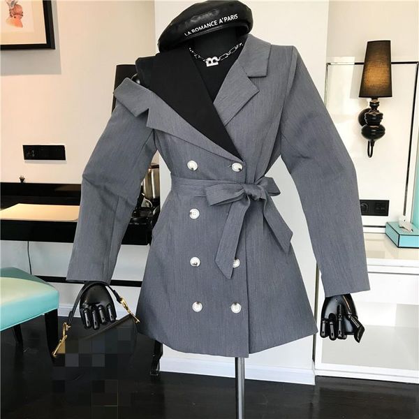 women's jackets 2021 design sense double breasted off-shoulder suit dress spring temperament waist tie short coat women niche, Black;brown
women's jackets 2021 design sense double breasted off-shoulder suit dress spring temperament waist tie short coat women niche, Black;brown