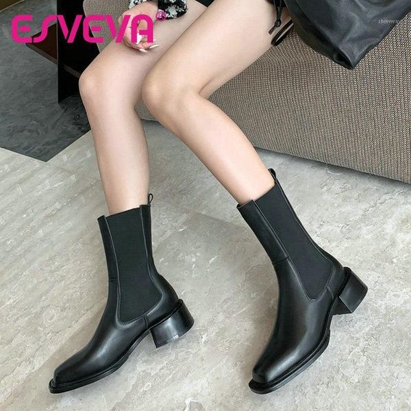 boots esveva 2021 square toe western style fashion ankle women winter cow leather shoes elastic band size 34-391, Black
boots esveva 2021 square toe western style fashion ankle women winter cow leather shoes elastic band size 34-391, Black