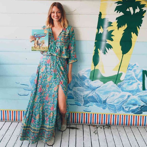 vintage v-neck long sleeve high waist tassel summer dress for women clothing green cotton tunic boho print maxi dress a648 210416, White;black
vintage v-neck long sleeve high waist tassel summer dress for women clothing green cotton tunic boho print maxi dress a648 210416, White;black