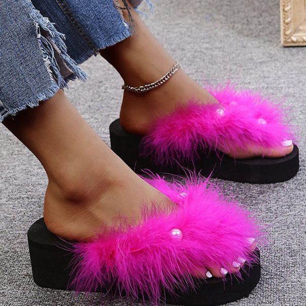 slippers louluen women's furry pearls flip-flops wedge casual fashion outdoor thick-soled heightened, Black
slippers louluen women's furry pearls flip-flops wedge casual fashion outdoor thick-soled heightened, Black