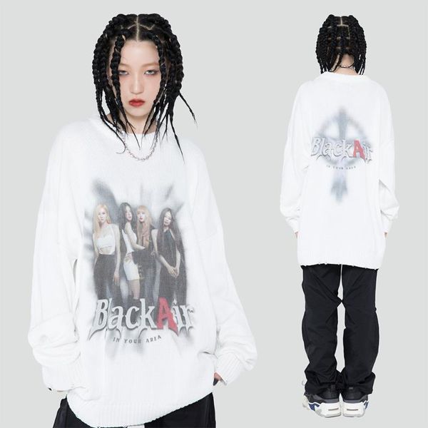 men's sweaters girls printing fashion knitted men y2k clothing oversized sweater long sleeve frayed pullovers streetwear harajuku top, White;black
men's sweaters girls printing fashion knitted men y2k clothing oversized sweater long sleeve frayed pullovers streetwear harajuku top, White;black