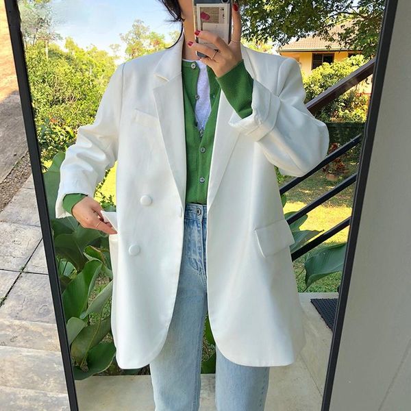 women's suits & blazers women casual office blazer korean fashion solid colors single button long sleeve 2021 spring autumn vintage loo, White;black
women's suits & blazers women casual office blazer korean fashion solid colors single button long sleeve 2021 spring autumn vintage loo, White;black