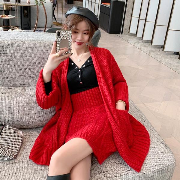 two piece dress suits autumn and winter thick needle twist mid-length cardigan sweatercoat high waist skirt two-piece suit women, White
two piece dress suits autumn and winter thick needle twist mid-length cardigan sweatercoat high waist skirt two-piece suit women, White