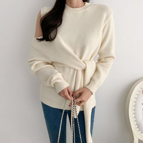women's sweaters women o-neck sweater irregular off shoulder hollow out bandage pullovers asymmetry balck knitting 2021, White;black
women's sweaters women o-neck sweater irregular off shoulder hollow out bandage pullovers asymmetry balck knitting 2021, White;black