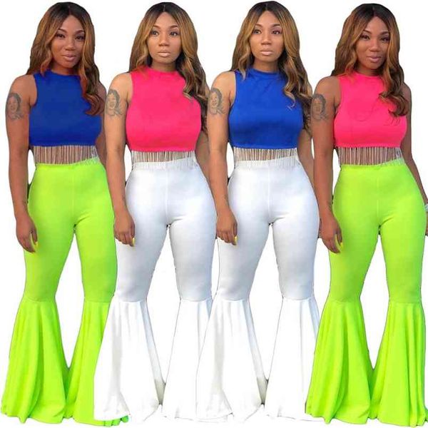 two piece sets sleeveless tassel patchwork tank and skinny flare pants suits summer women set 2 tracksuit outfits 210517, White
two piece sets sleeveless tassel patchwork tank and skinny flare pants suits summer women set 2 tracksuit outfits 210517, White