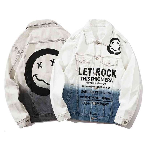 men's jackets 20ss original smiley pattern letter print gradient jean for men harajuku hip hop loose casual denim streetwear uis9, Black;brown
men's jackets 20ss original smiley pattern letter print gradient jean for men harajuku hip hop loose casual denim streetwear uis9, Black;brown