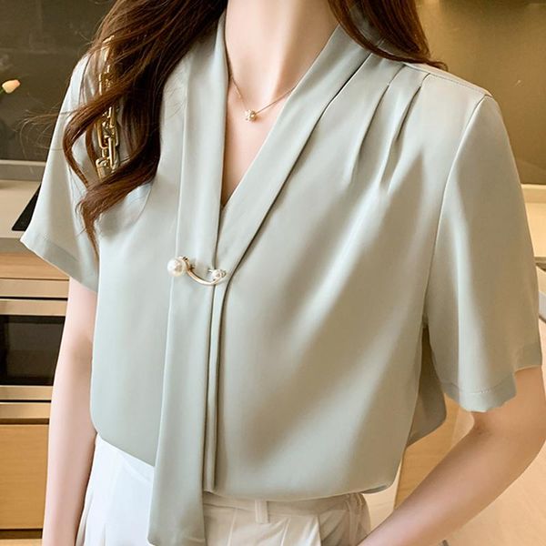 women's blouses & shirts femme short sleeve chiffon blouse shirt women blusas mujer de moda 2021 verano v-neck e842, White
women's blouses & shirts femme short sleeve chiffon blouse shirt women blusas mujer de moda 2021 verano v-neck e842, White