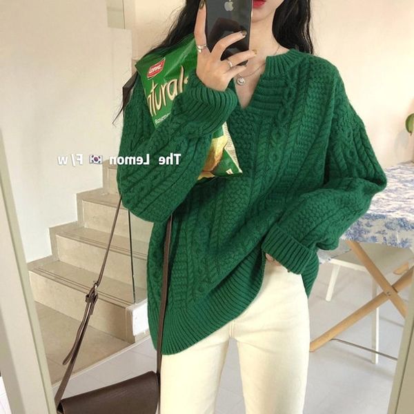 women's sweaters korean v-neck twist pullover sweater women harajuku solid sweet loose warm knitted vintage lazy wind long sleeve, White;black
women's sweaters korean v-neck twist pullover sweater women harajuku solid sweet loose warm knitted vintage lazy wind long sleeve, White;black
