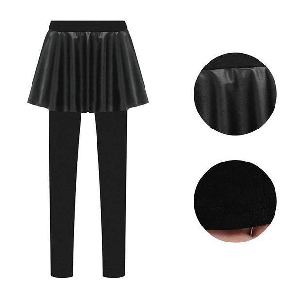 women's leggings 2021 spring and autumn elastic skirt slim fit slimming faux leather pants, Black
women's leggings 2021 spring and autumn elastic skirt slim fit slimming faux leather pants, Black