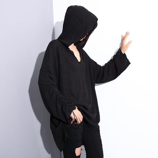 women's sweaters loose black drawstring big size knitting sweater fit hooded long sleeve women pullovers fashion tide spring2021 jh892q, White;black
women's sweaters loose black drawstring big size knitting sweater fit hooded long sleeve women pullovers fashion tide spring2021 jh892q, White;black