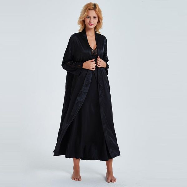 women's sleepwear brand long design nightdress + bathrobes two pieces robe & gown sets luxury ankle length nightwear, Black;red
women's sleepwear brand long design nightdress + bathrobes two pieces robe & gown sets luxury ankle length nightwear, Black;red