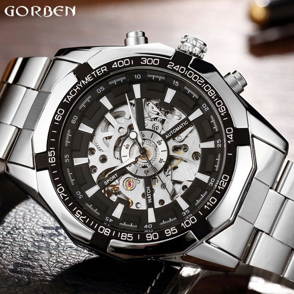 watches men skeleton luxury automatic mechanical stainless steel self-wind wrist silver gold clock relogio masculino, Slivery;brown
watches men skeleton luxury automatic mechanical stainless steel self-wind wrist silver gold clock relogio masculino, Slivery;brown