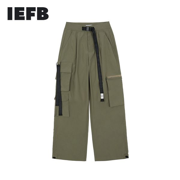 iefb trend ribbon design solid color multi pocket overalls men's functional style leisure trend loose leggings 9y7485 210524, Black
iefb trend ribbon design solid color multi pocket overalls men's functional style leisure trend loose leggings 9y7485 210524, Black