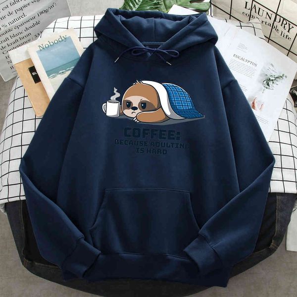 men's and women's hooded sweatshirt kawaii nightcap coffee, casual hip-hop style casual cloth, lazy painting, polar lining of long, Black
men's and women's hooded sweatshirt kawaii nightcap coffee, casual hip-hop style casual cloth, lazy painting, polar lining of long, Black