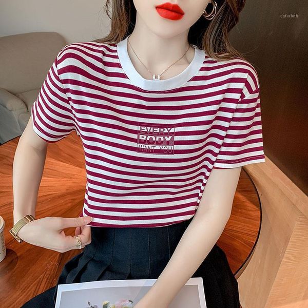 women's t-shirt stripe women harajuku short-sleeved cotton loose korean female clothes, White
women's t-shirt stripe women harajuku short-sleeved cotton loose korean female clothes, White