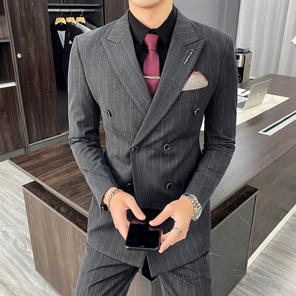 men's suits & blazers 2 pieces men luxury formal casual slim business double-breasted suit male blazer groom wedding set jacket pants, White;black
men's suits & blazers 2 pieces men luxury formal casual slim business double-breasted suit male blazer groom wedding set jacket pants, White;black