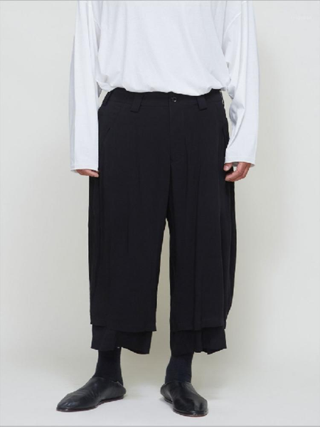 men's pants spring and summer leisure nine minutes wide leg trousers trouser double thin straight fake two casual, Black
men's pants spring and summer leisure nine minutes wide leg trousers trouser double thin straight fake two casual, Black