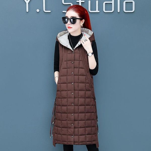 women's vests autumn winter women waistcoat female solid sleeveless vest jacket hooded thick warm long coat plus size loose z978, Black;white
women's vests autumn winter women waistcoat female solid sleeveless vest jacket hooded thick warm long coat plus size loose z978, Black;white