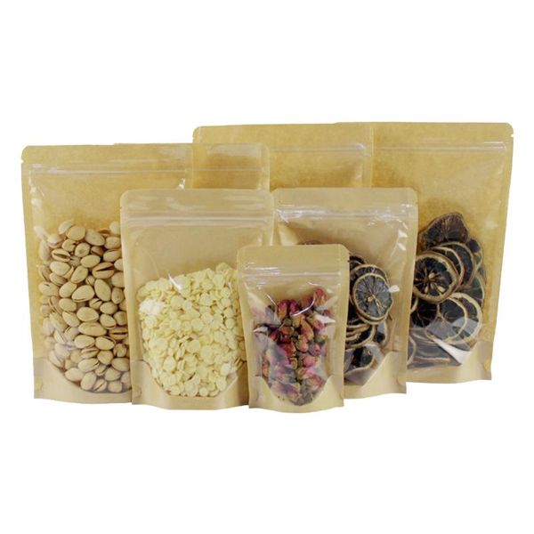 50pcs clear brown kraft paper stand up bag dustproof self seal resealable reusable chocolate candy pack pouches storage bags
50pcs clear brown kraft paper stand up bag dustproof self seal resealable reusable chocolate candy pack pouches storage bags