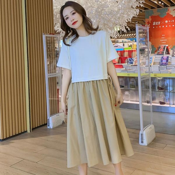 7547# maternity clothes summer o neck patchwork plus size cotton short sleeves loose stylish dress pregnant women mom dresses, White
7547# maternity clothes summer o neck patchwork plus size cotton short sleeves loose stylish dress pregnant women mom dresses, White