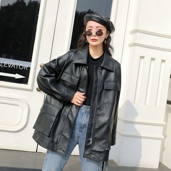 women's trench coats female leather jacket pu, spring/fall, four pockets, loose design, chic, vintage, for girls 0307 0307, Tan;black
women's trench coats female leather jacket pu, spring/fall, four pockets, loose design, chic, vintage, for girls 0307 0307, Tan;black