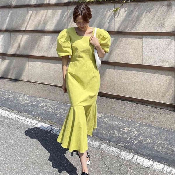 korean vintage elegant solid fishtail womens dress summer fashion slim backless short puff sleeve dresses one piece, Black;gray
korean vintage elegant solid fishtail womens dress summer fashion slim backless short puff sleeve dresses one piece, Black;gray