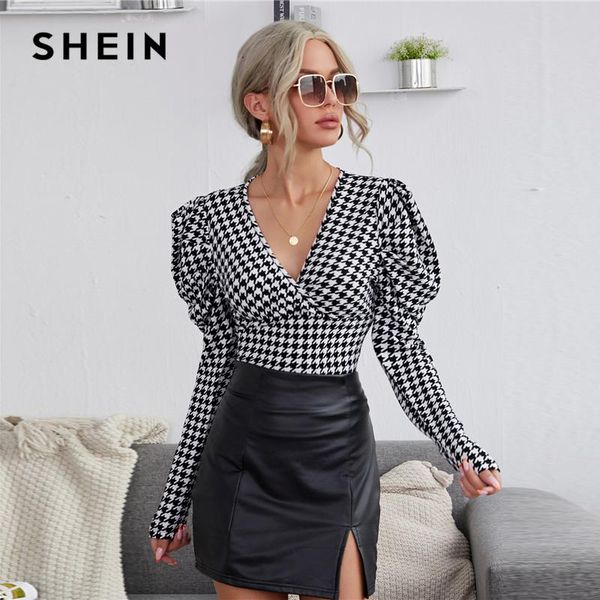leg-of-mutton sleeve houndstooth women spring deep v neck slim fitted crop tees office lady elegant wrap t-shirts women's t-shirt, White
leg-of-mutton sleeve houndstooth women spring deep v neck slim fitted crop tees office lady elegant wrap t-shirts women's t-shirt, White