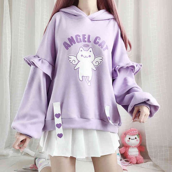 winter kawaii printed women sweatshirt japanese cute angel cat ruffle girls pullover sweet anime purple oversized hooded hoodies, Black
winter kawaii printed women sweatshirt japanese cute angel cat ruffle girls pullover sweet anime purple oversized hooded hoodies, Black