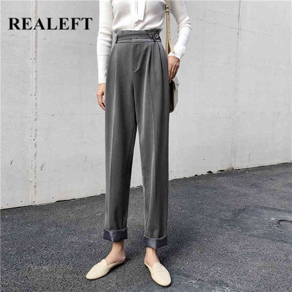 spring korean ol style women formal harem pants pockets button elastic waist elegant office lady long 210428, Black;white
spring korean ol style women formal harem pants pockets button elastic waist elegant office lady long 210428, Black;white