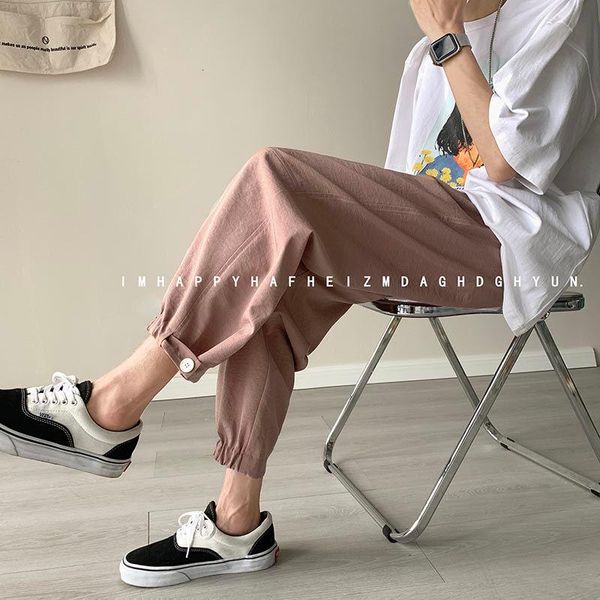 men's pants trend all-match tie summer thin loose casual fashion breathable solid men trousers spring autumn, Black
men's pants trend all-match tie summer thin loose casual fashion breathable solid men trousers spring autumn, Black